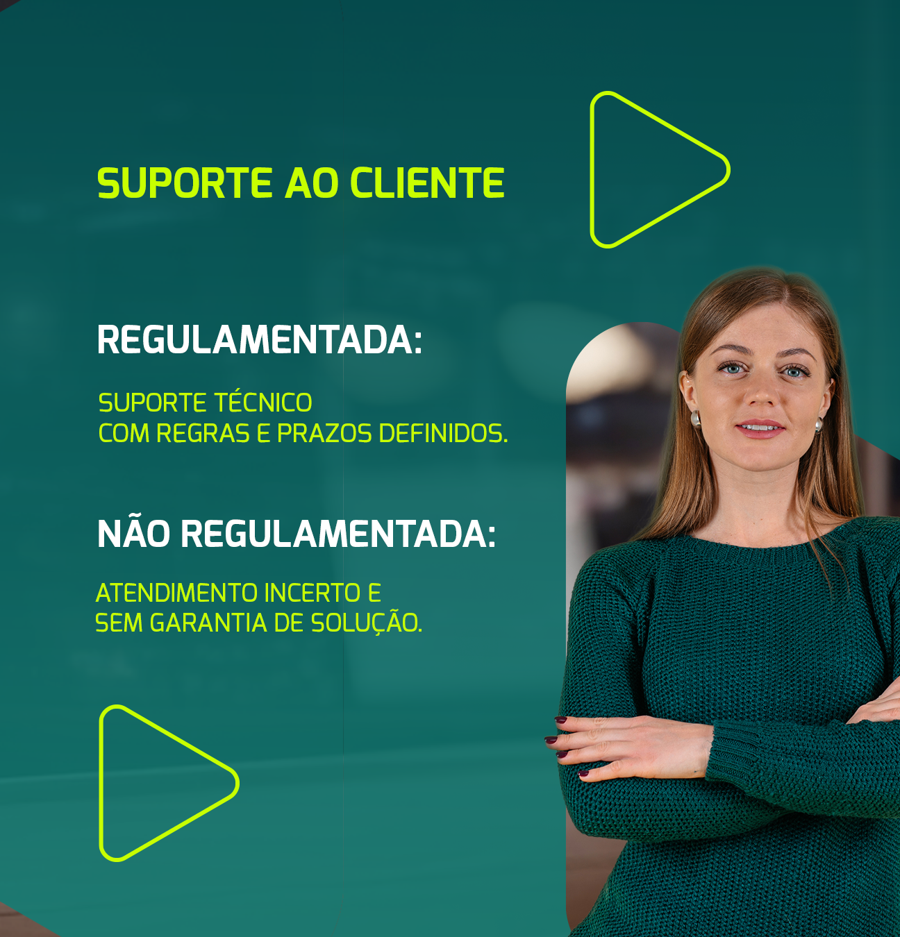 Carrossel Algar Telecom, lâmina 3: suporte ao cliente regulamentado vs não regulamentado