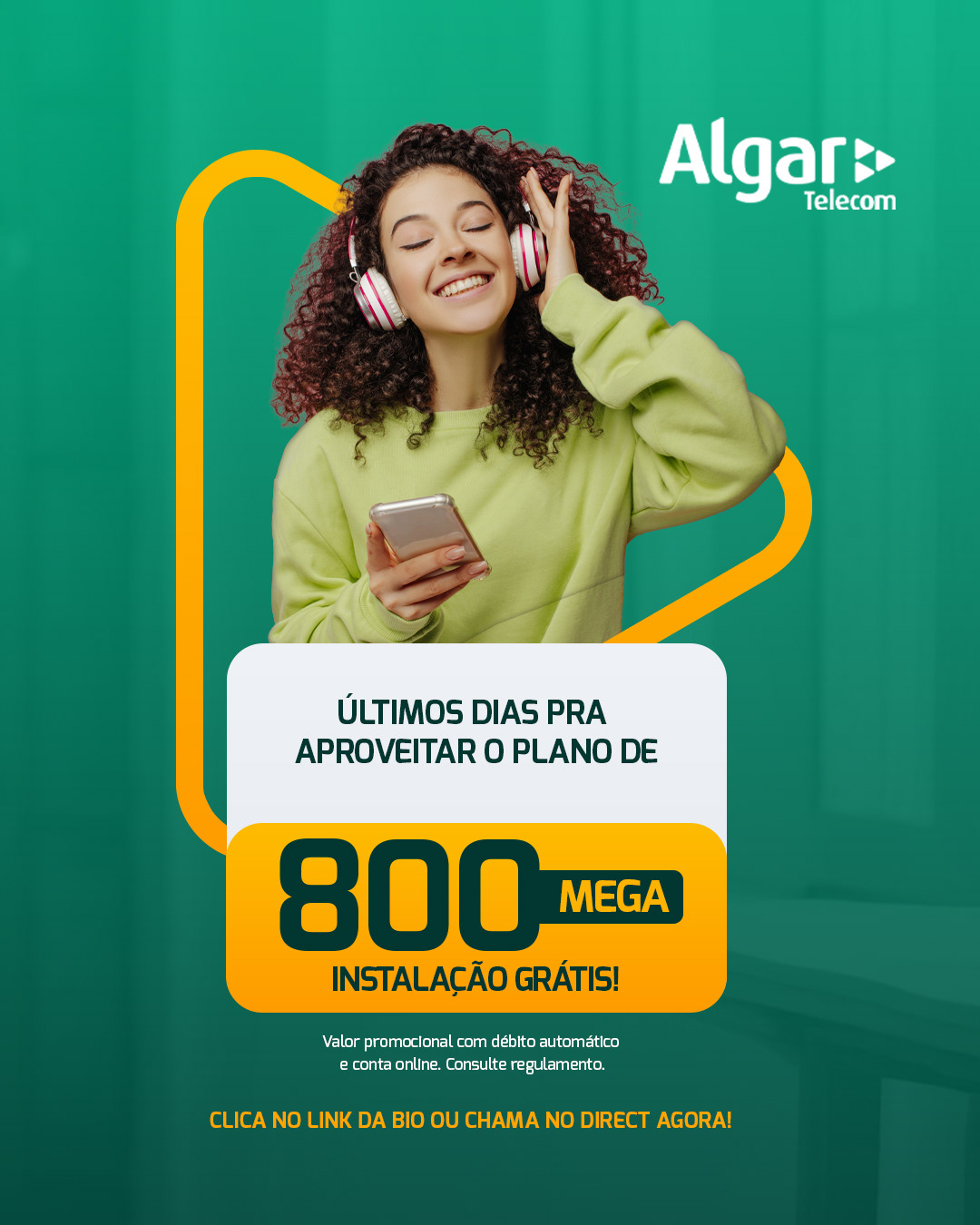 Anúncio Algar Telecom — últimos dias para aproveitar o plano de 800 mega