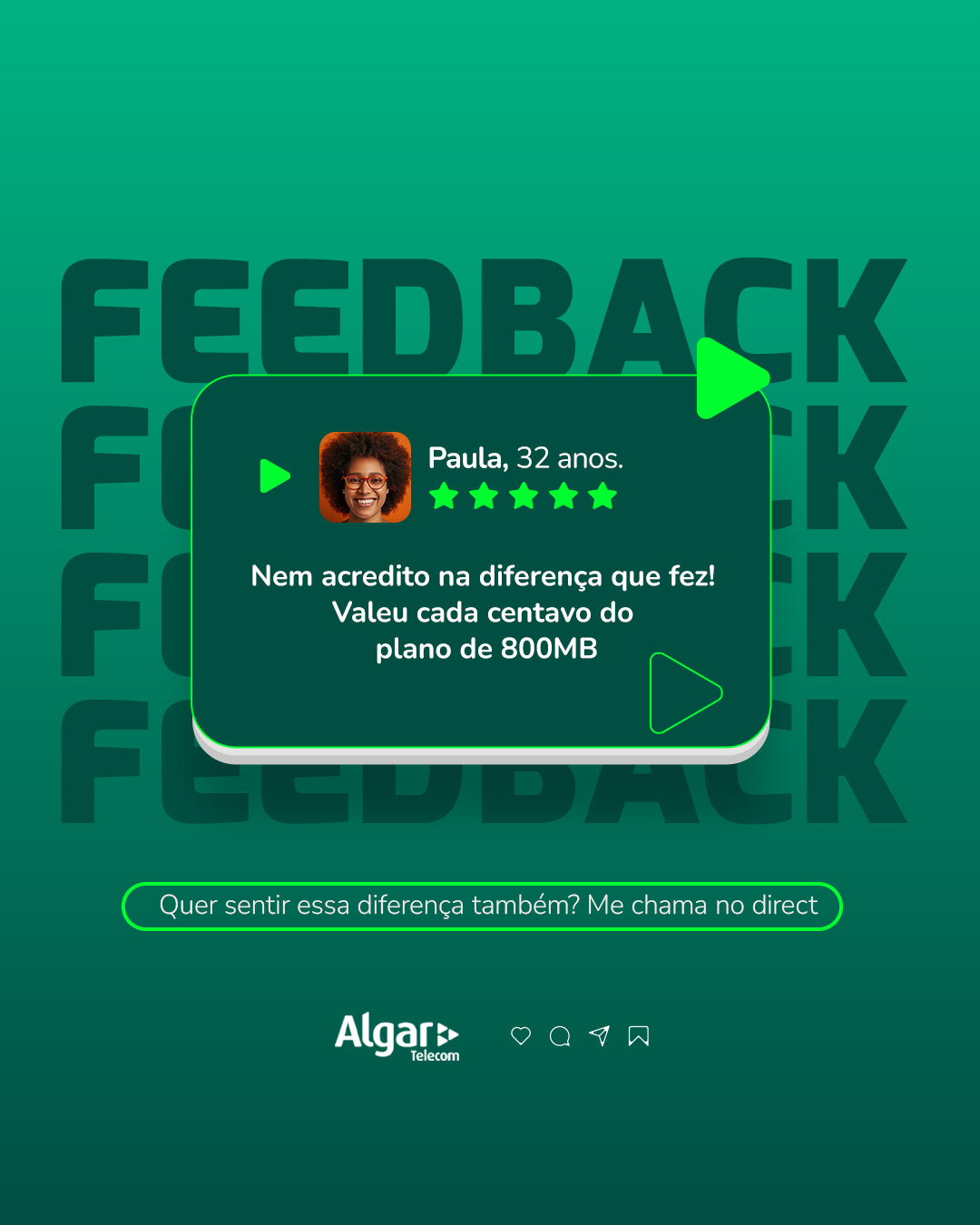 Algar Telecom — post de feedback de cliente