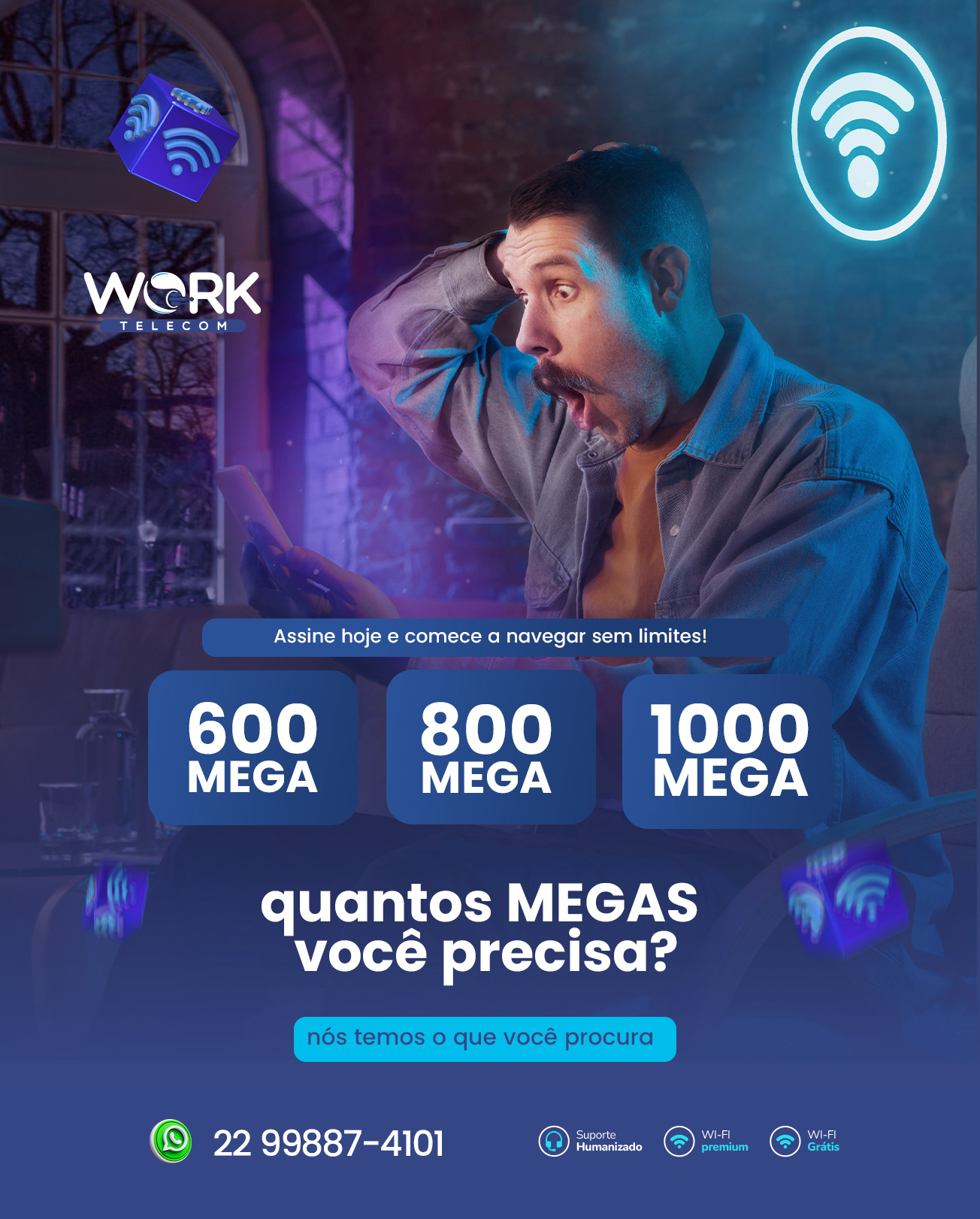 Anúncio Work Telecom — planos e preços, contrate pelo WhatsApp